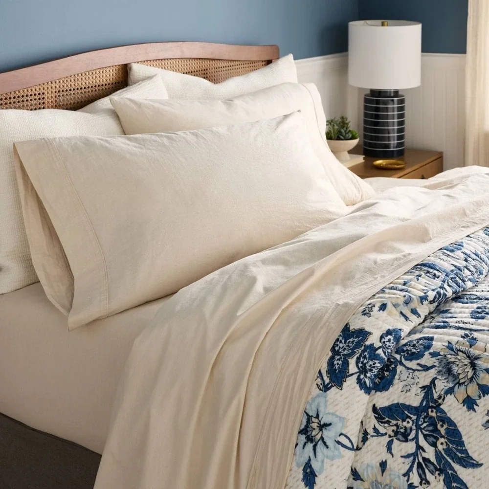 New Threshold Organic Washed Percale Sheet Set Khaki Malange Queen